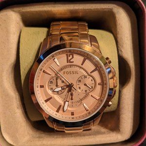 Fossil Multifunction Rose Gold Long Live Vintage All Stainless Steel Unisex